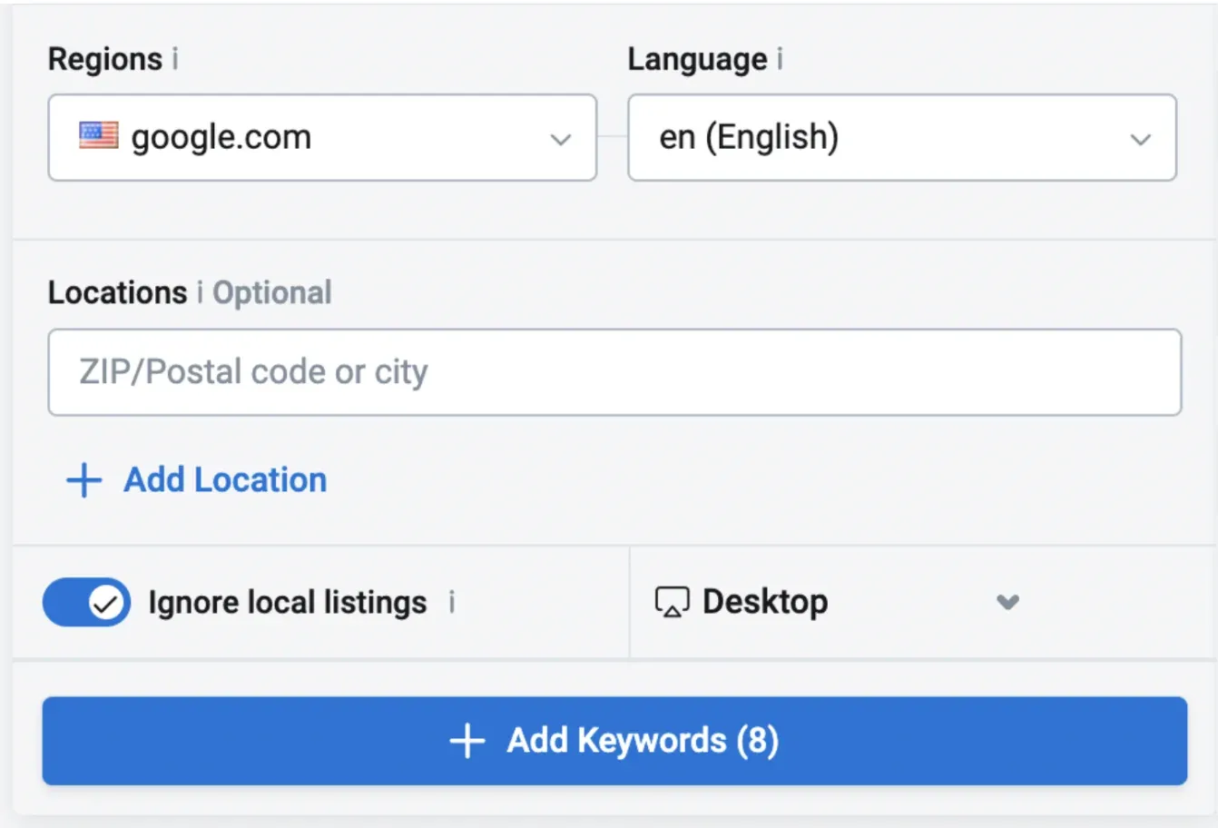 Adding keywords in Keyword.com