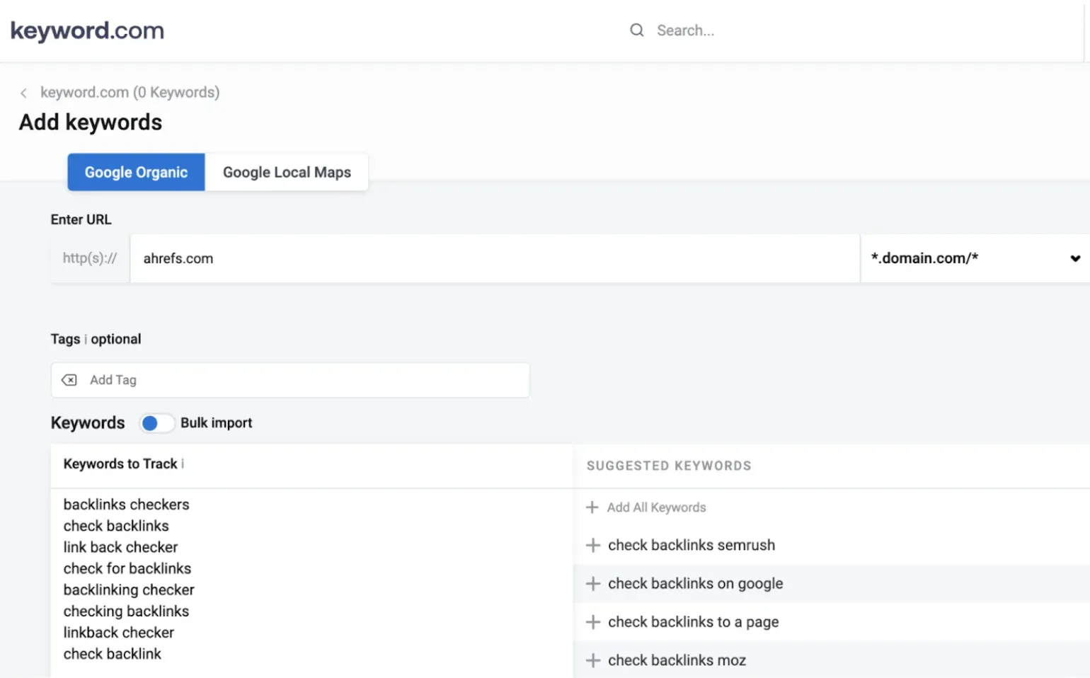 Keyword ideas export