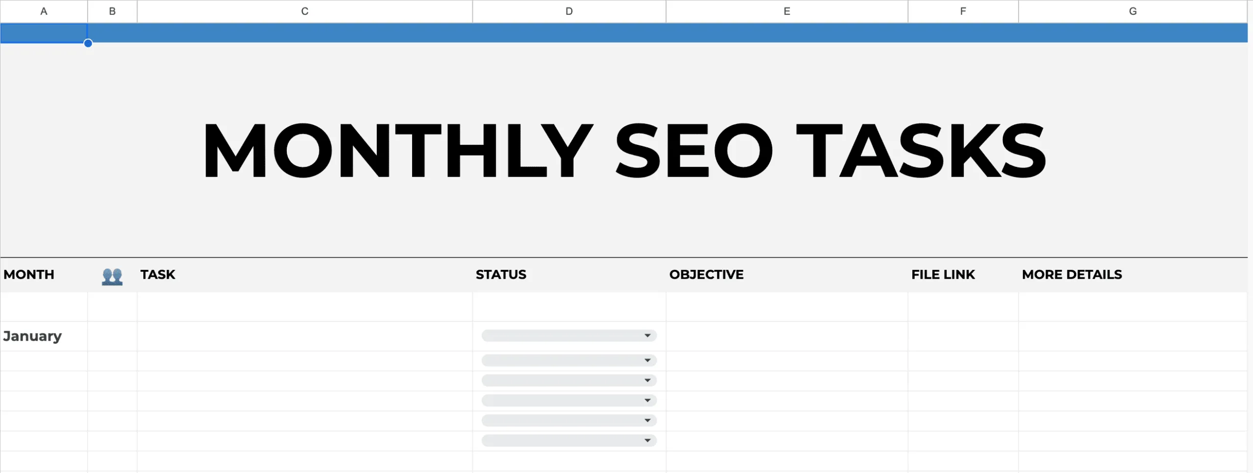 Campaign overview section of the SEO planner template by Keyword.com.