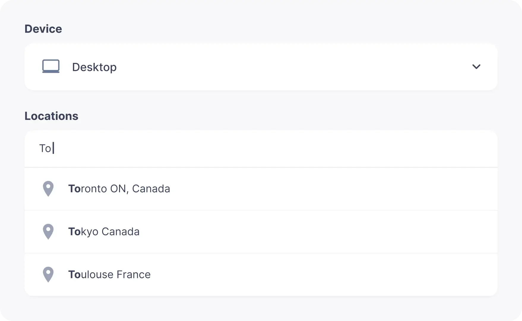 Ranking reports for any location