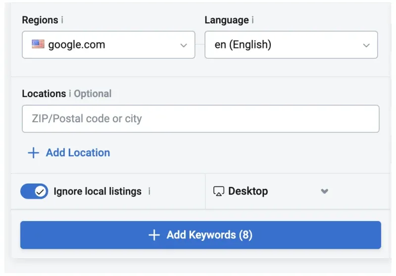 Keywords by location in Keyword.com