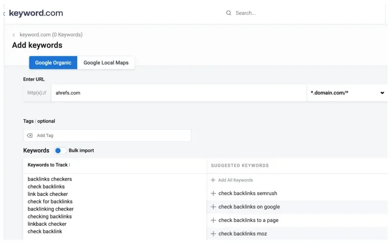 Finding new keywords with Keyword.com