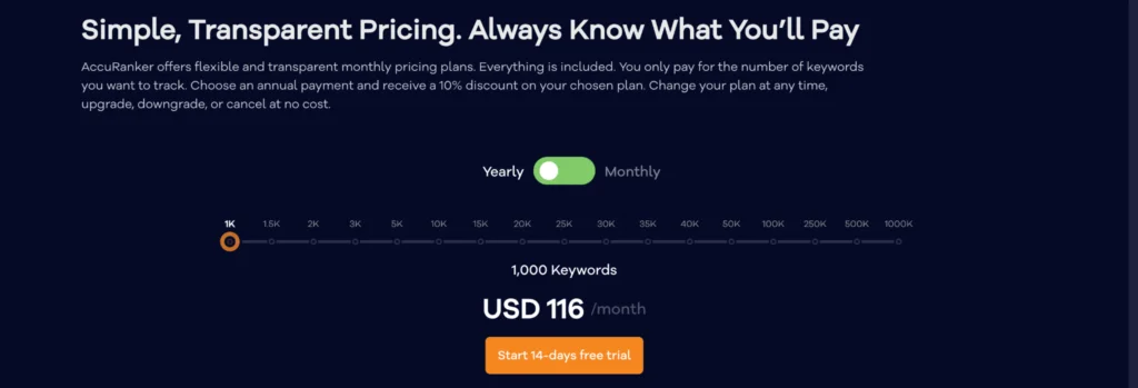 AccuRanker Pricing Plans compared to Se Ranking