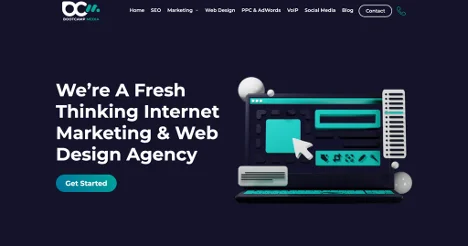 Screenshot of Bootcamp Media - digital marketing and web design agency’s homepage, highlighting their SEO, PPC, and social media services.