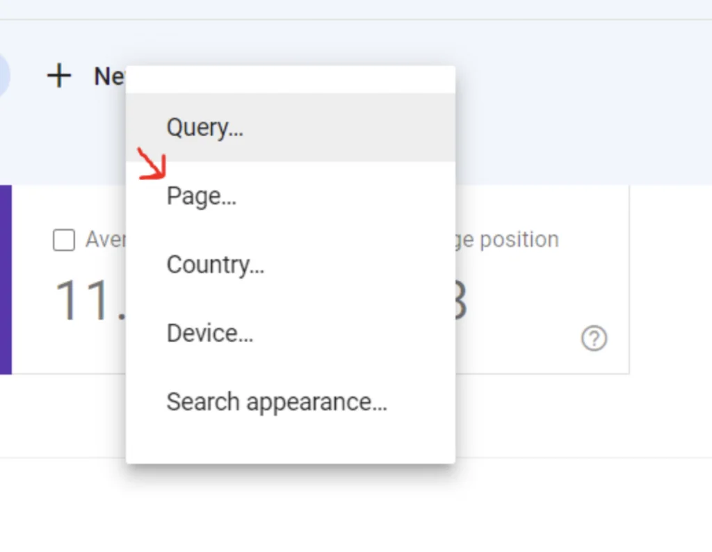 Google Search Console - Page Search