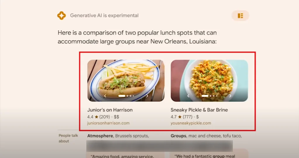Generative AI Improves Search Experience Example