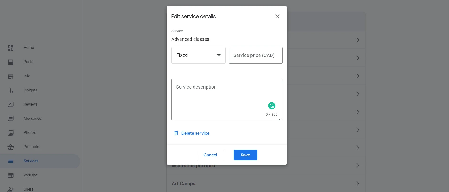 Google Business Profile Products and Services