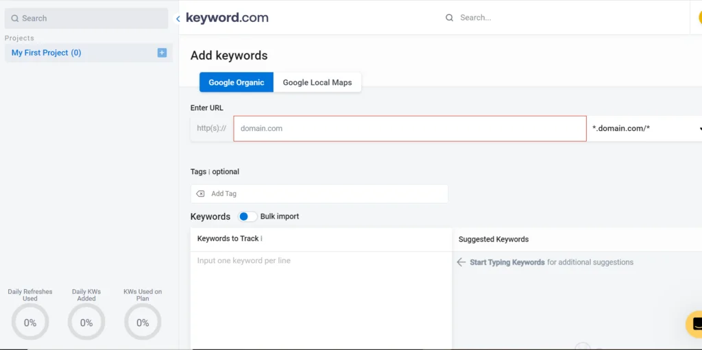 How to Use Keyword.com Rank Tracker Step 1