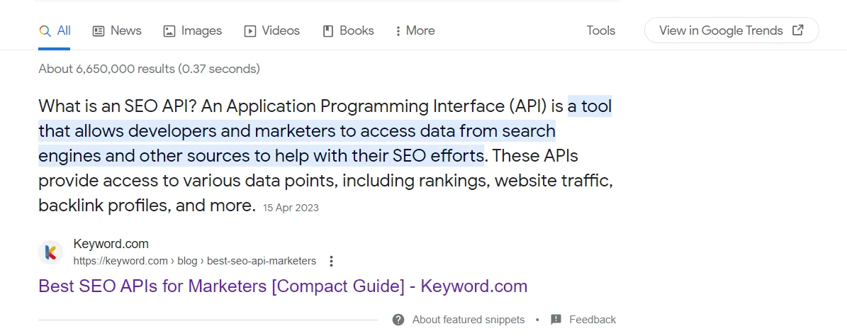 Informational Search Intent example
