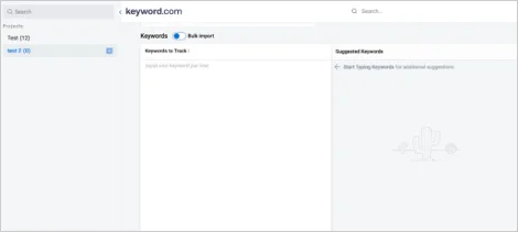 Screenshot of Keyword.com’s keyword tracking tool displaying search intent analysis, showing navigational, commercial, informational, and transactional keyword distribution.