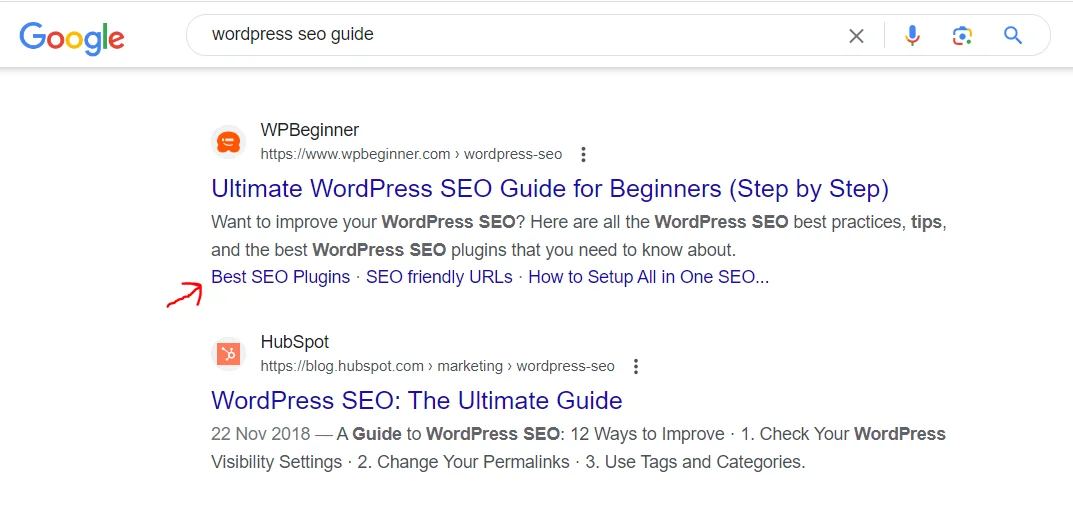 Optimize for Sitelinks example