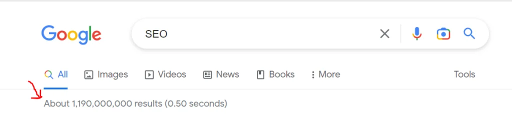 SEO search results count