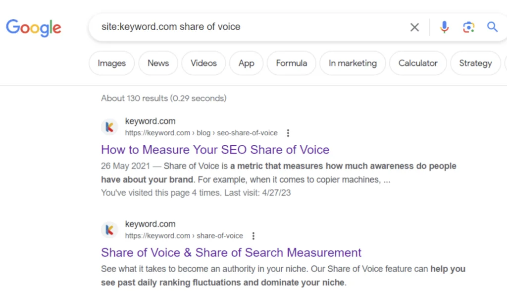 SOV Landing Pages in SERPs 