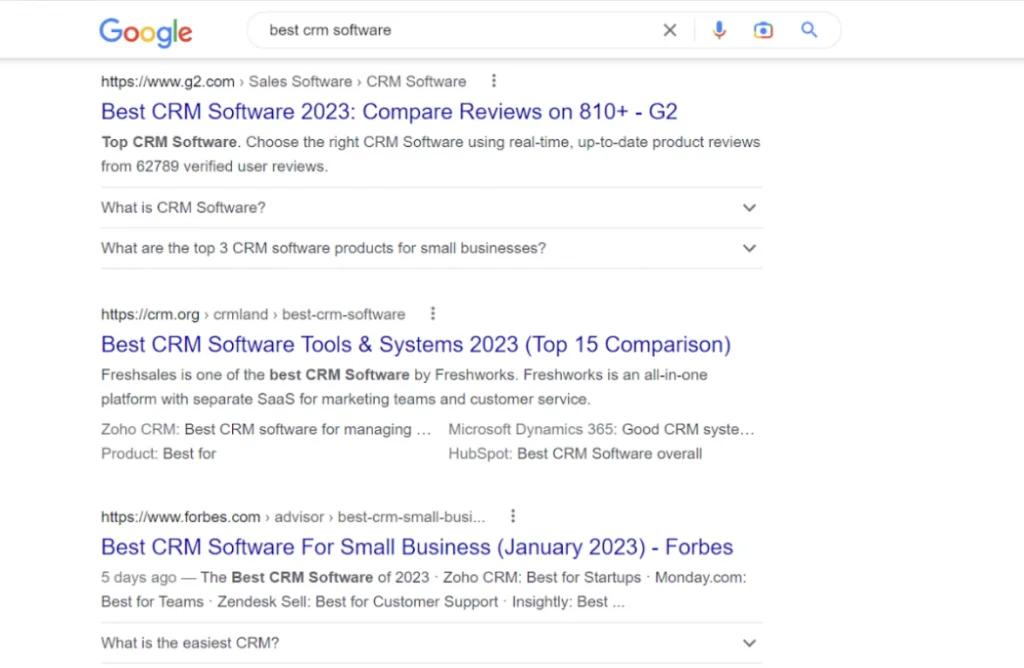 Example of the title in the comparison question on Google Search 