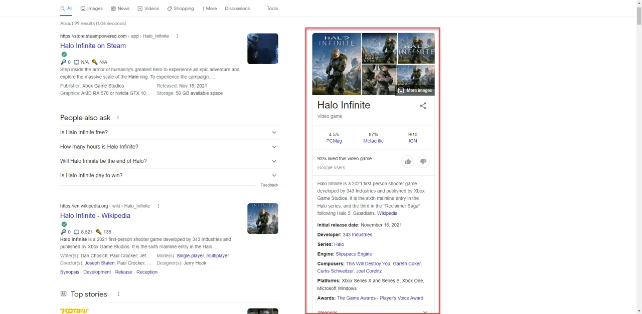 google knowledge panel