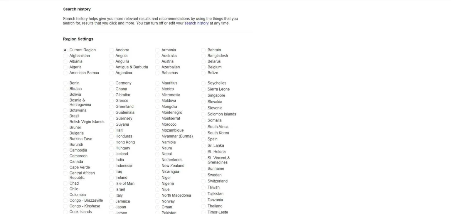google search settings region settings