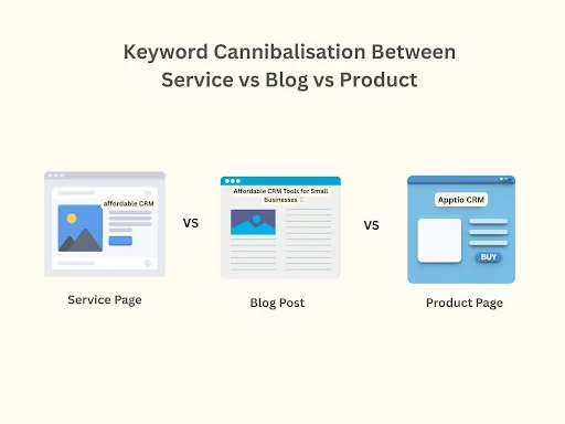 keyword cannibalization between service, blog post and product page